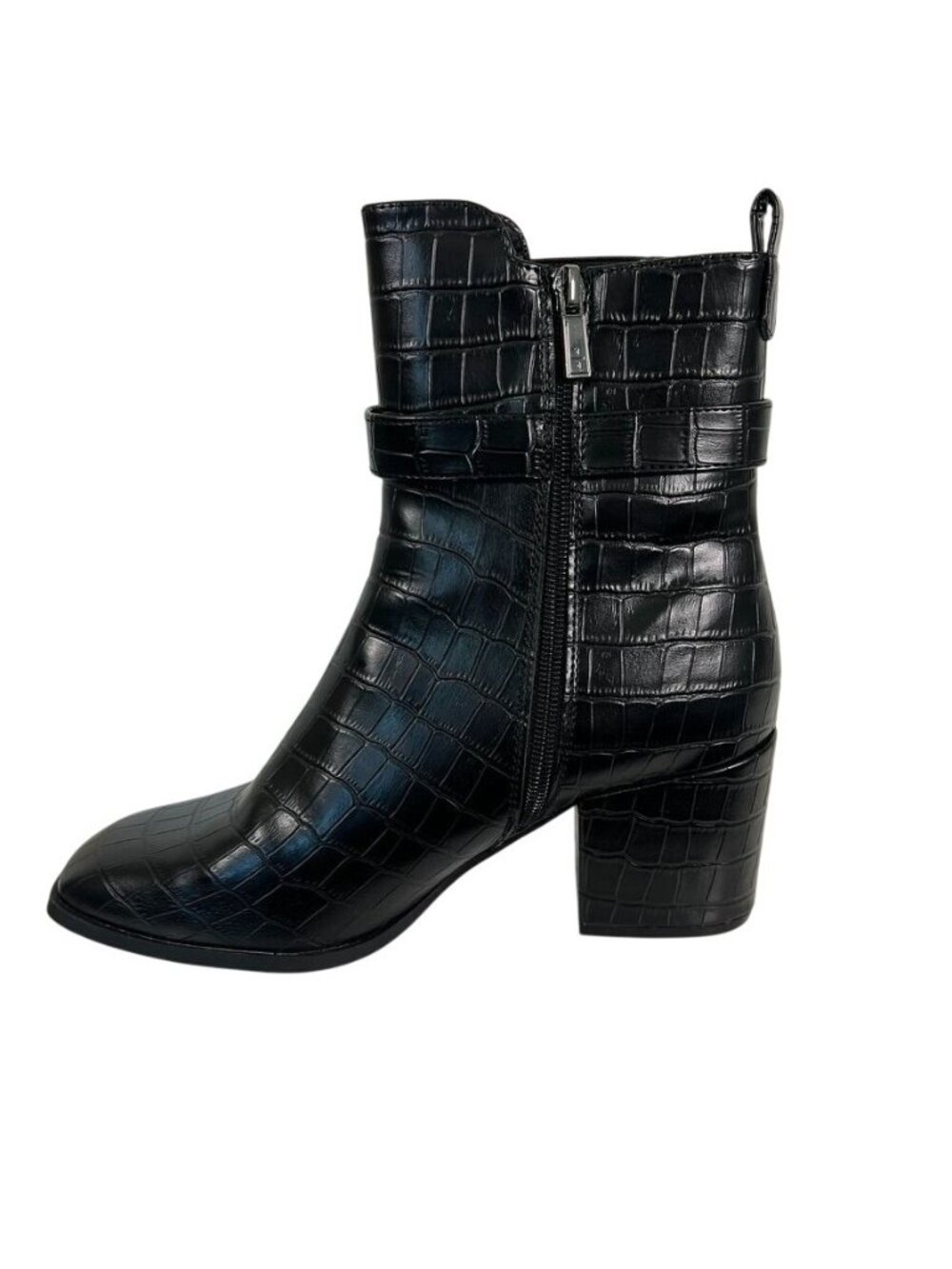 Kenneth Cole Black Croc Embossed Ankle Boots Block Heel Women Sz 9 NWOB 90s Y2K - Picture 6 of 14